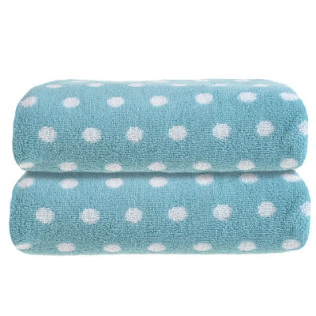 Allure Bath Fashions Patterned Polka Dot Bath Towel Pack Of 2 - Duckegg