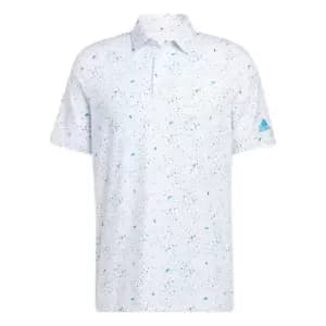 adidas Mens Flag Print Golf Polo Shirt - Blue