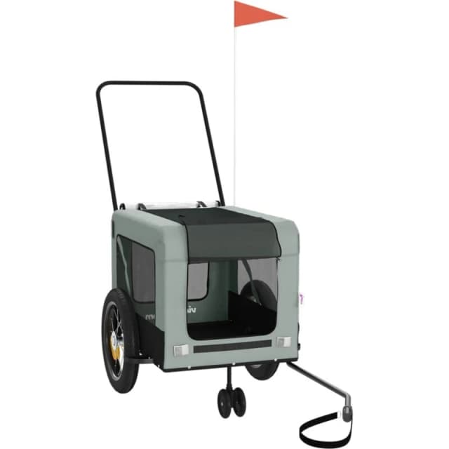 vidaXL Pet Bike Trailer Grey and Black Oxford Fabric and Iron, Grey 93930