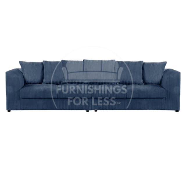 Furnishings For Less UK Luxor Long Fabric Jumbo Cord 4 Seater Sofa - Scatter Back Navy Blue