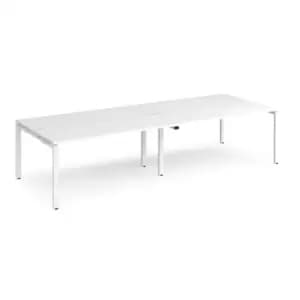 Bench Desk 4 Person Rectangular Desks 3200mm White Tops With White Frames 1200mm Depth Adapt