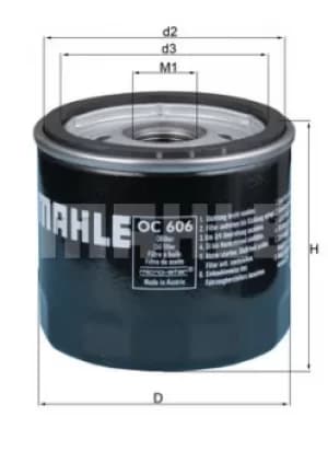 Oil Filter OC606 78463143 by MAHLE Original