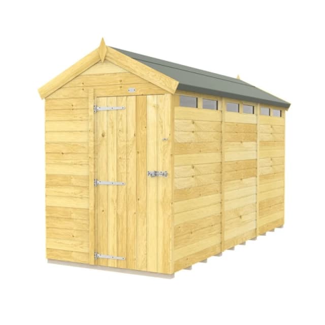 Buttercup Farm 5 x 12 Feet Apex Security Shed - Single Door - L358 x W147 x H217cm in Brown Brown Unisex