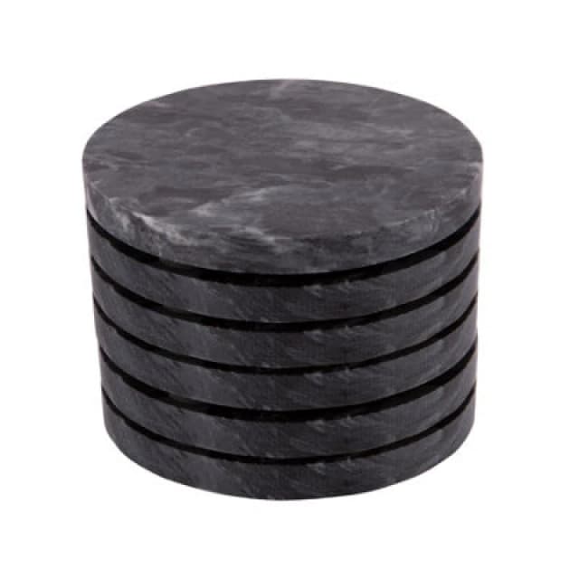 Argon Tableware Marble Round Coasters - 10Cm - Black - Pack Of 6