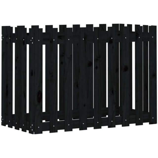 vidaXL Garden Raised Bed w/ Fence Design Black 100x50x70cm Solid Wood Pine, Black 832484