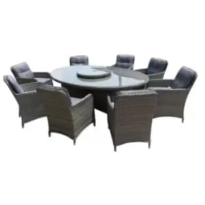 Katie Blake Milan 8 x Chair & 220cm Oval Table Set with Cushions - Grey