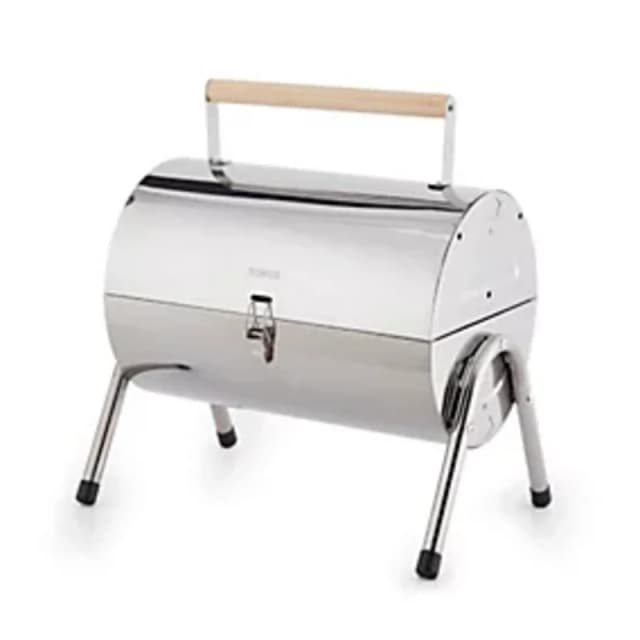 TOWER T978574 Portable Drum Charcoal BBQ - Silver 5056462368252