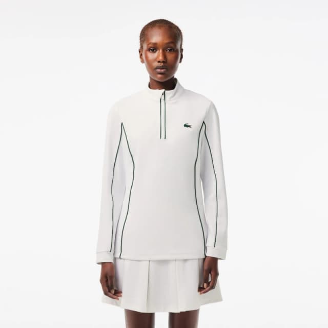 Lacoste Slim-Fit quarter Zip Sweatshirt White Green female 8