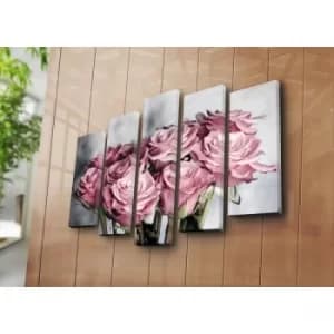5PATK-22 Multicolor Decorative Canvas Painting (5 Pieces)