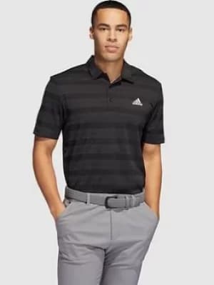 adidas Golf Two Color Stripe Primegreen Polo -Black/Grey Size M Men
