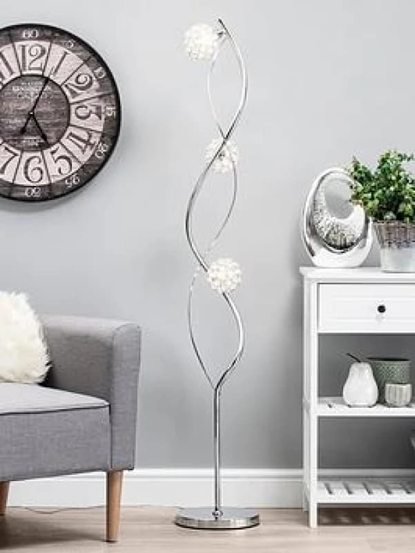 BHS Lighting Orianna Floor Lamp Metallic Silver