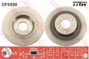 TRW Brake disc DF6598 Brake rotor,Brake discs MITSUBISHI,ASX (GA_W_),OUTLANDER III (GG_W, GF_W, ZJ),Eclipse Cross (GK_)