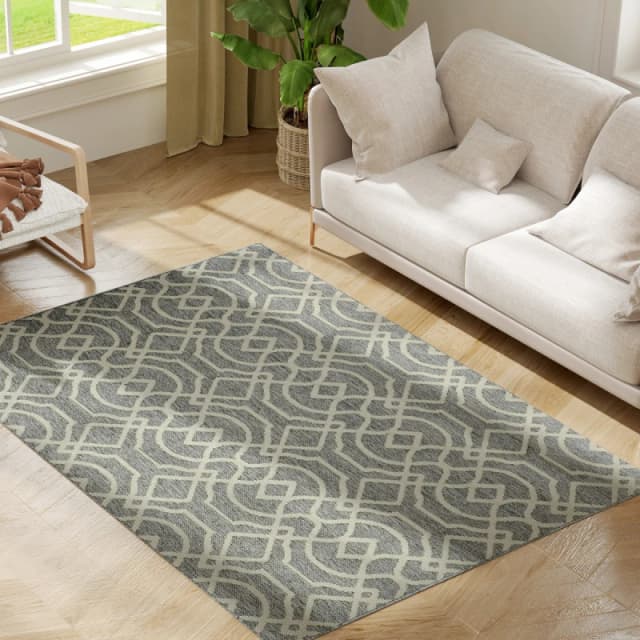 HOMCOM HOMCOM Easy-Cleaning Machine Washable Rug for Home, Patio, Garden, Grey Size: 120cm x 170cm Grey 120cm x 170cm Unisex 5063603170285