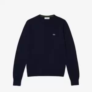 Embroidered Logo Jumper in Plain Cotton with Crew Neck