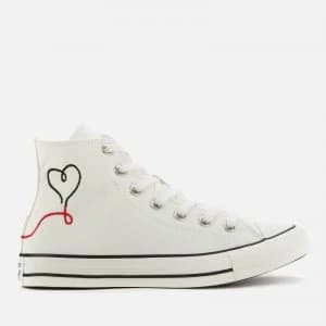 Converse Chuck Taylor All Star Love Thread Hi-Top Trainers - Vintage White - UK 4