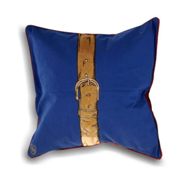 Paoletti Paoletti Polo Strap Printed Piped Cushion in Blue Size: 45cm x 45cm Blue 45cm x 45cm Unisex 5025532215161