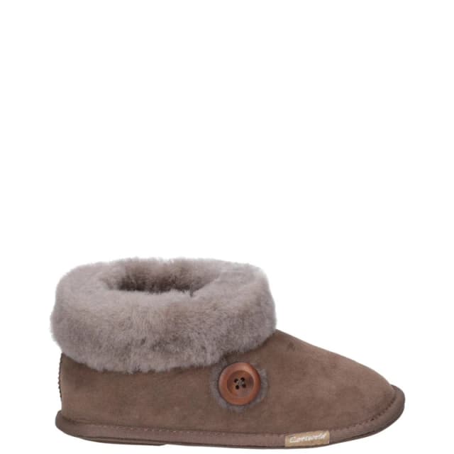 Cotswold Womens Wotton Pull On Sheepskin Bootie Slippers - UK 3 Brown female GDE2718MUS3