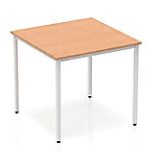 Impulse Straight Table 800 Oak Box Frame Leg Silver