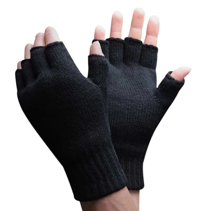Thinsulate Men 3M Thinsulate Thermal Insulated Black Fingerless Gloves Size: M/L Black M/L Male 5060597072083