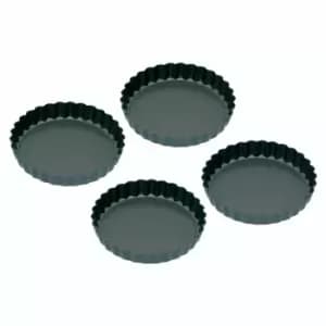 Non-Stick Mini Fluted Flan / Tart Tins 10cm, Set of Four,