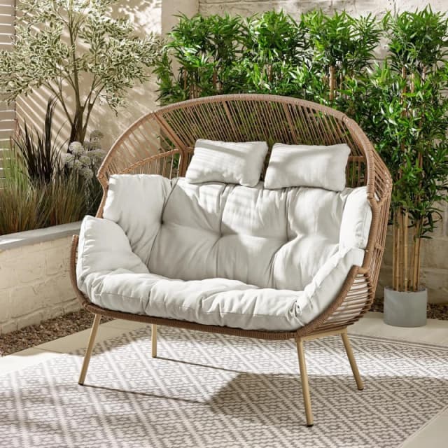 FurnitureboxUK FurnitureboxUK Egg Outdoor Garden Double Chair in Light Brown Light Brown One Size Unisex 5056784305249