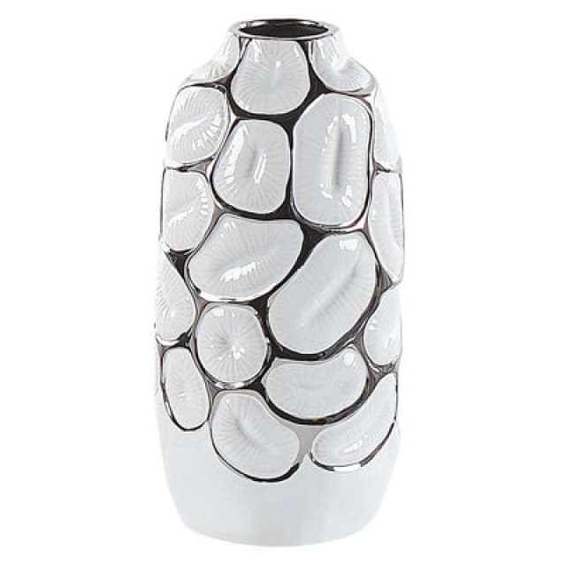 Beliani Decorative Vase Cenabum Stoneware 28cm White