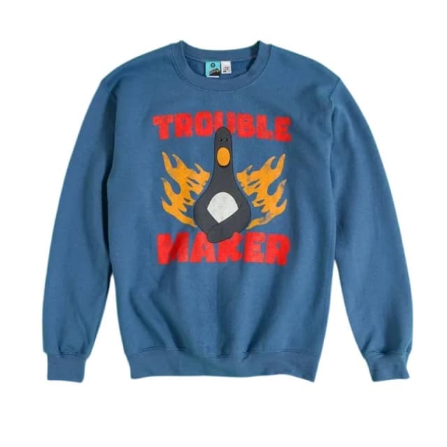 Wallace & Gromit Mens Trouble Maker Feathers McGraw Sweatshirt in Blue Size: Medium Blue Male M