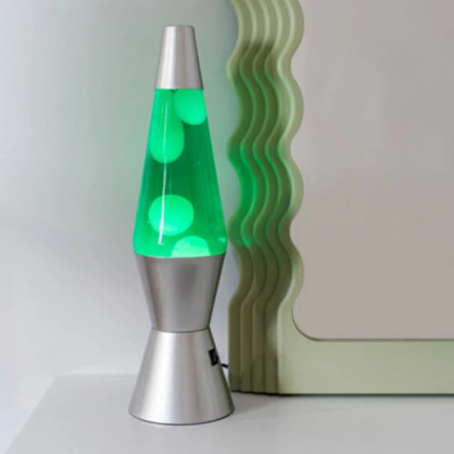Valuelights Razzo LED White And Green With Silver Base Retro Lava Lamp Desk Table Light