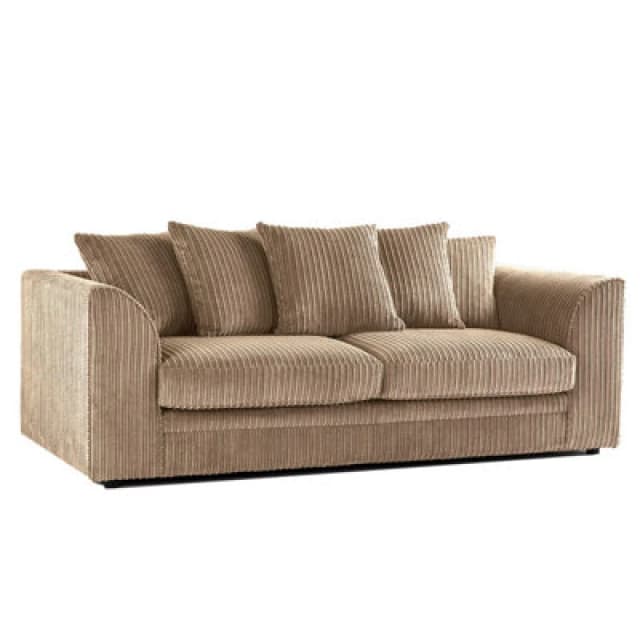 Furnishings For Less UK Luxor Jumbo Cord Coffee Fabric 3 Seater Sofa