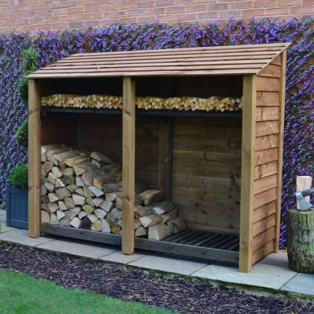 Rutland County Garden Furniture Ltd Normanton 6ft Log Store with Kindling Shelf L80 x W230 x H181cm, Brown Brown Unisex