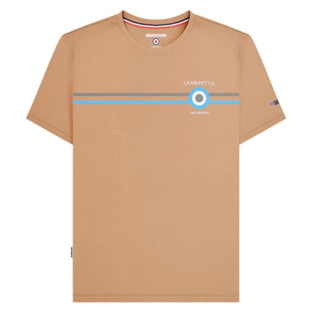 Lambretta Lambretta Men Classic SS24 Stripe T-Shirt in Light Sand Size: Medium Light Sand M Male 5063703648738