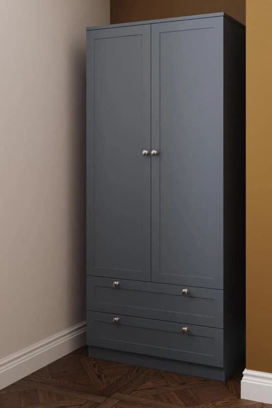 FWStyle FWStyle 2 Door 2 Drawer Combination Wardrobe Dark Matt Grey Grey One Size Unisex 5056413127358