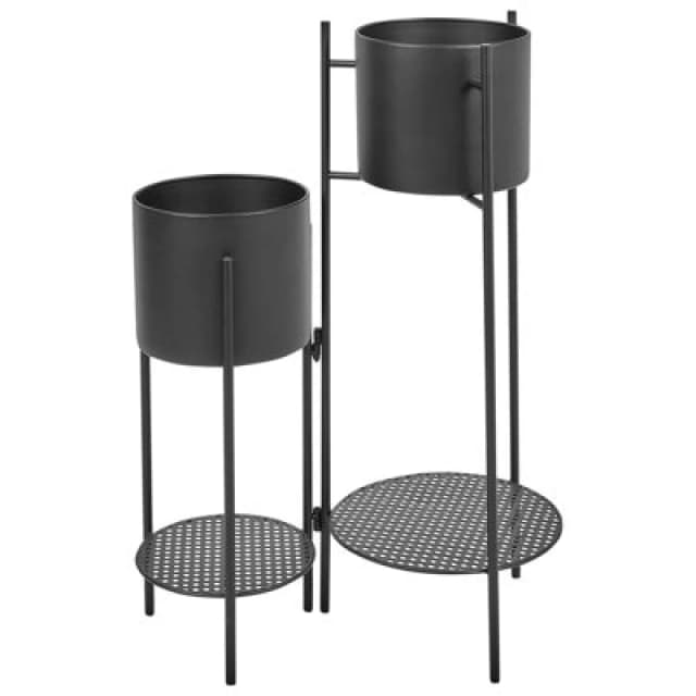 Beliani Plant Stand Ulmus Metal 58cm Black