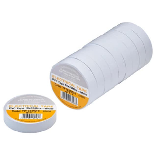 Draper PVC Electrical Insulation Tape Pack of 10 White 19mm 33m TP1933WHI