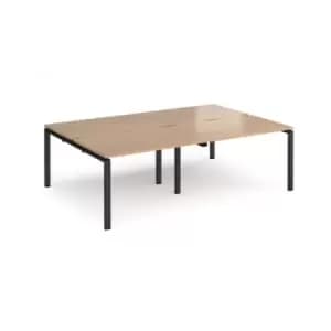 Bench Desk 4 Person Rectangular Desks 2400mm Beech Tops With Black Frames 1600mm Depth Adapt