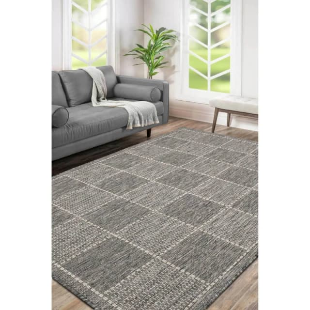 Homemaker Check Gel Flatweave Rug Steel Grey Grey unisex 160x225cm