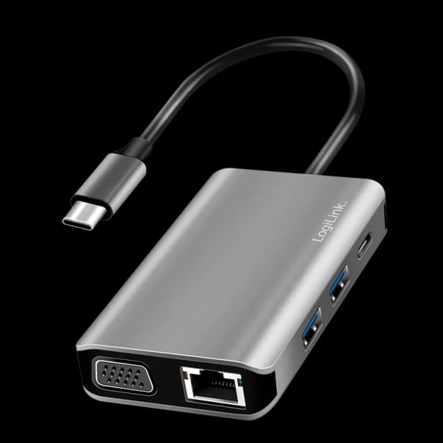 LogiLink USB 3.2 Gen1. Docking Station. USB-C. 7-Port. PD. silver