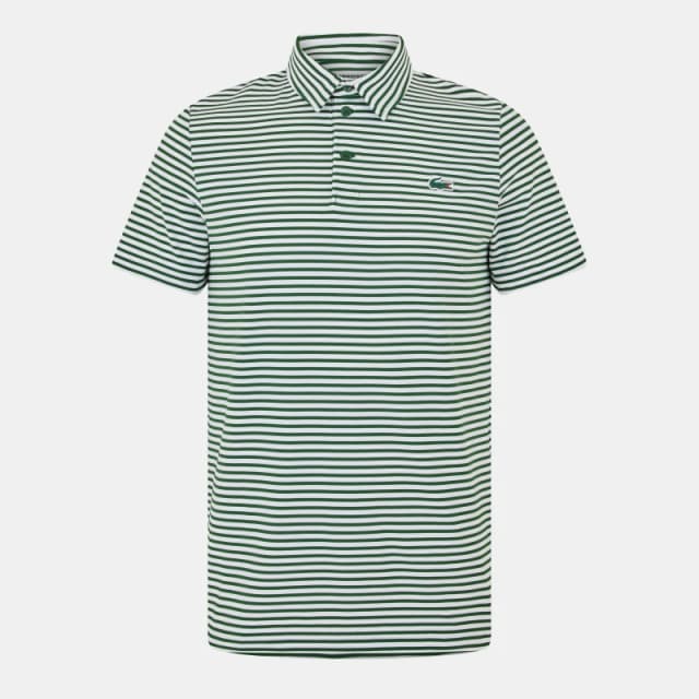 Lacoste Mens Short-Sleeve Performance Polo Shirt Green/White male M