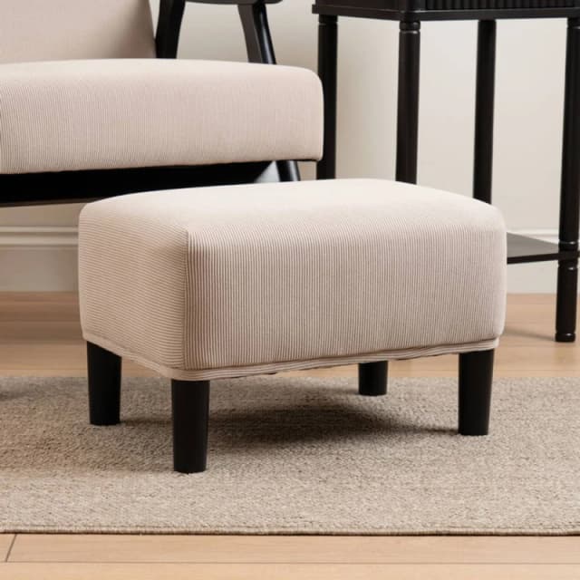 SO'HOME Mid Century Corduroy Footstool beige ONE SIZE