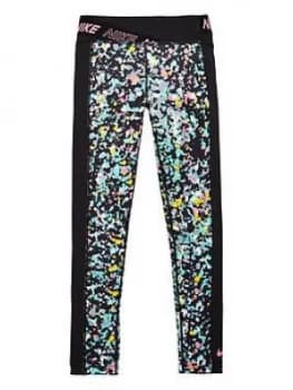 Nike Older Girls One Printed Training Leggings - Black