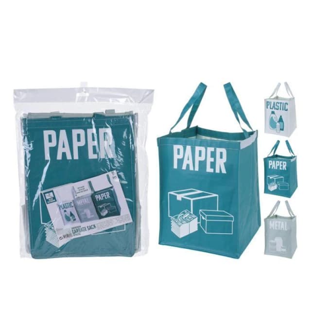Sublime Market Connect Garbage bags - BigBuy Home - Pack of 3 - Polypropylene - Colors Turquoise, White, Grey white white