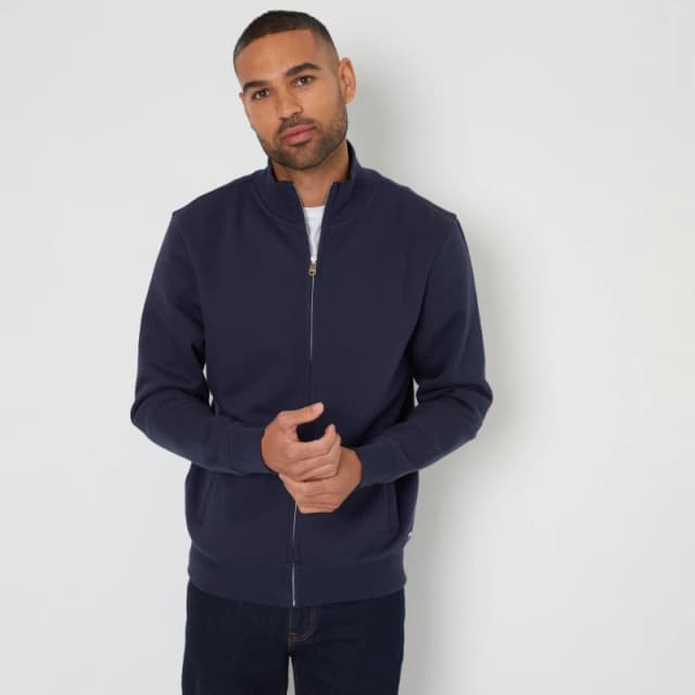 Threadbare Threadbare Men 'Lynne' Funnel Neck Zip Through Sweatshirt in Navy Size: 2X-large Navy XXL Male 7625914452252