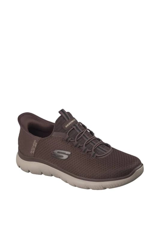 Skechers Mens SUMMITS HIGH RANGE Mesh Slip-Ins Sneaker W/ Memory Foam Brown Size: 8 Brown Male 8