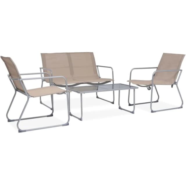 VIDAXL 4 Piece Garden Lounge Set Fabric & Steel Taupe Vidaxl 8718475621515