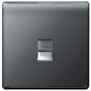 Wickes Single Screwless Flat Plate Master Telephone Socket - Black Nickel