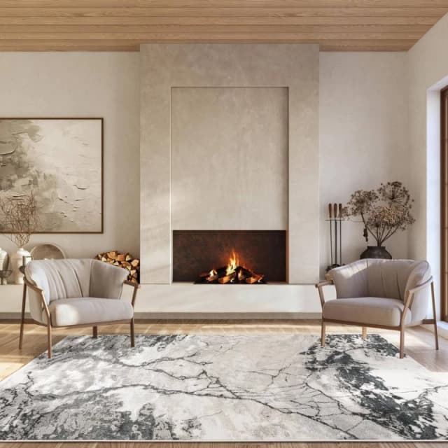Elysium Modern Abstract Living Room Area Rug Metallic Sheen - Huracan Grey 200Cm X 290Cm
