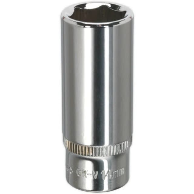 Loops 14mm Forged Steel DEEP Drive Socket - 1/4" Square Drive Polished Chrome Vanadium Metallics