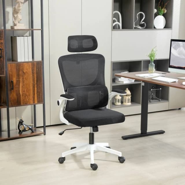 VINSETTO Mesh Office Chair with Adjustable Headrest, Lumbar Support, Black Unisex