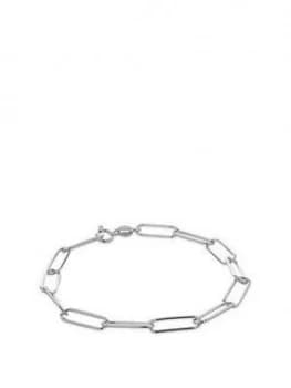 The Love Silver Collection Sterling Silver Paperclip Elongated Cable Chain Bracelet