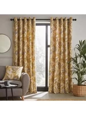 Catherine Lansfield Abbotsley Leaf Print Eyelet Curtains